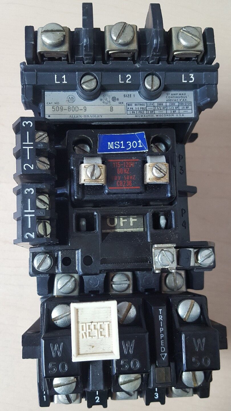 ALLEN BRADLEY MOTOR STARTER 509-B0D-9