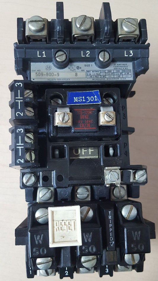 ALLEN BRADLEY MOTOR STARTER 509-B0D-9