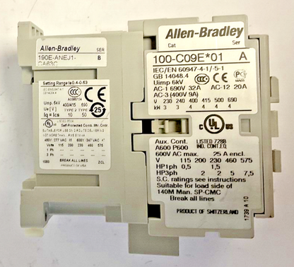 ALLEN BRADLEY 100-C09E*01 CONTACTOR RELAY 24VDC SER.A ***LOTOF3***