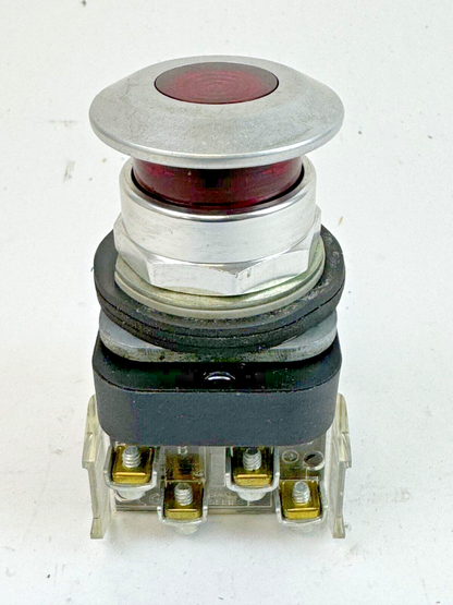 ALLEN-BRADLEY - 800T-FXQ24RAA1 SER. T - RED MUSHROOM PUSH/PULL BUTTON W/ BLOCK