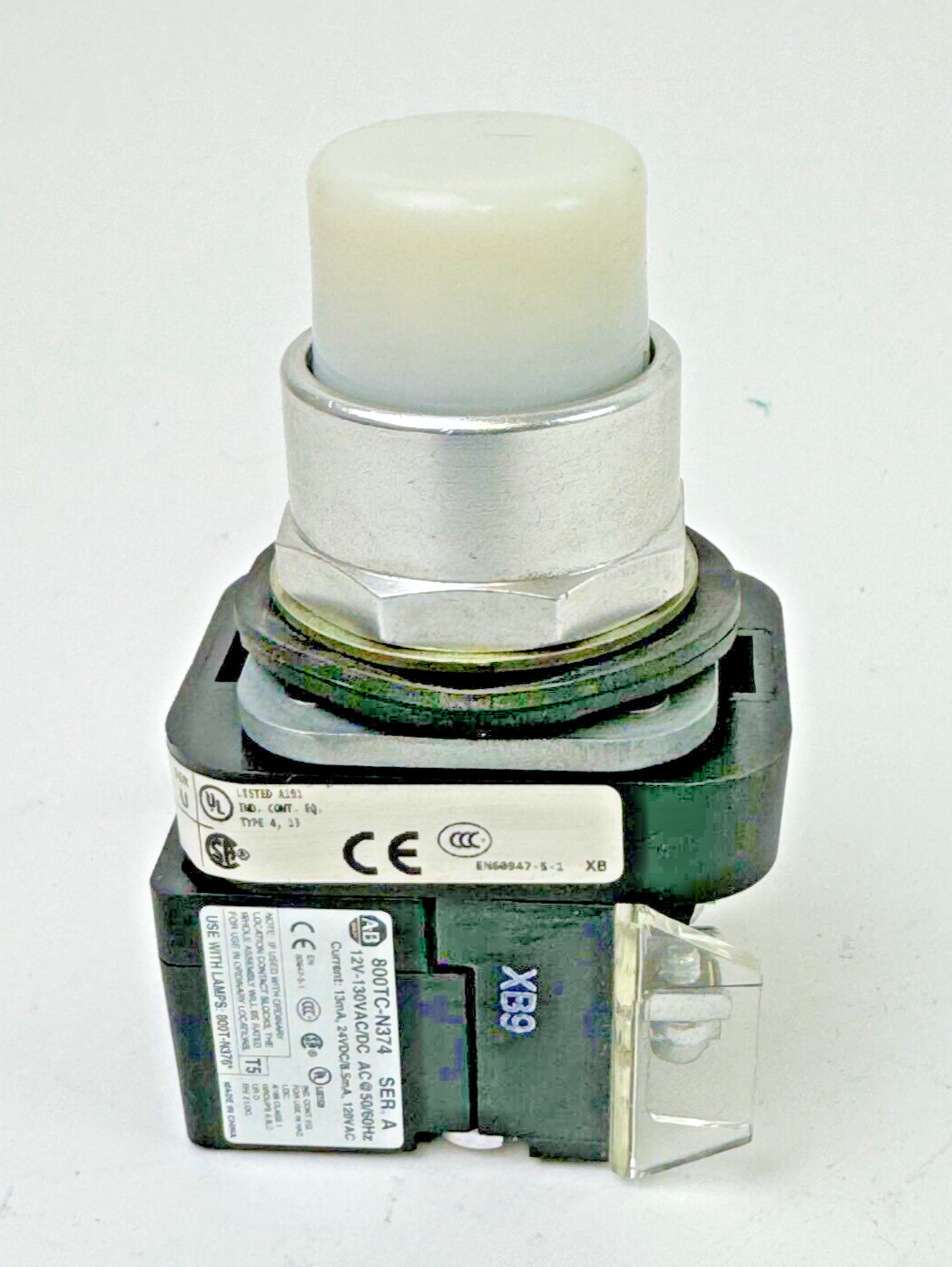 ALLEN-BRADLEY - 800T-QBH2W SER. U -WHITE LED MOMENTARY PUSH BUTTON W/ 800TC-N374