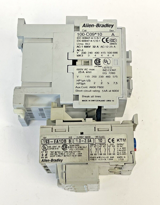 ALLEN BRADLEY - 100-C09*10 SER A W/ 110V 50Hz 120V 60Hz COIL, 193-EA1DB SER B