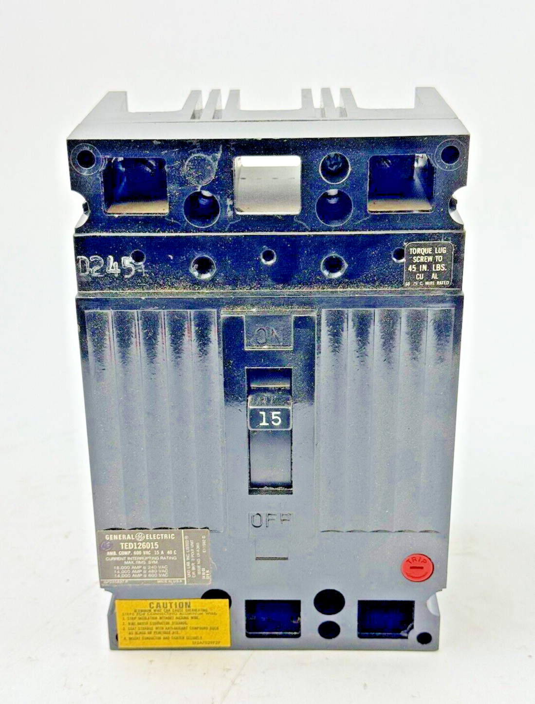 GE - TED126015WL - CIRCUIT BREAKER MOD. 1 - 15 A, 600 VAC, 2 POLE - NEW