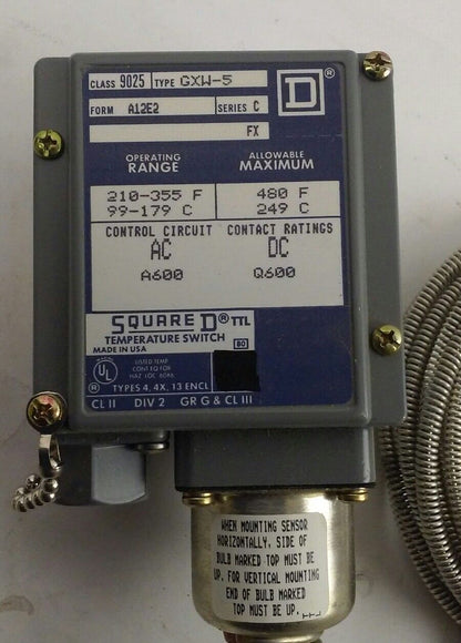 Square D 9025-GXW-5 Series C Temperature Switch (9025GXW5A12E2) (NEW IN BOX)