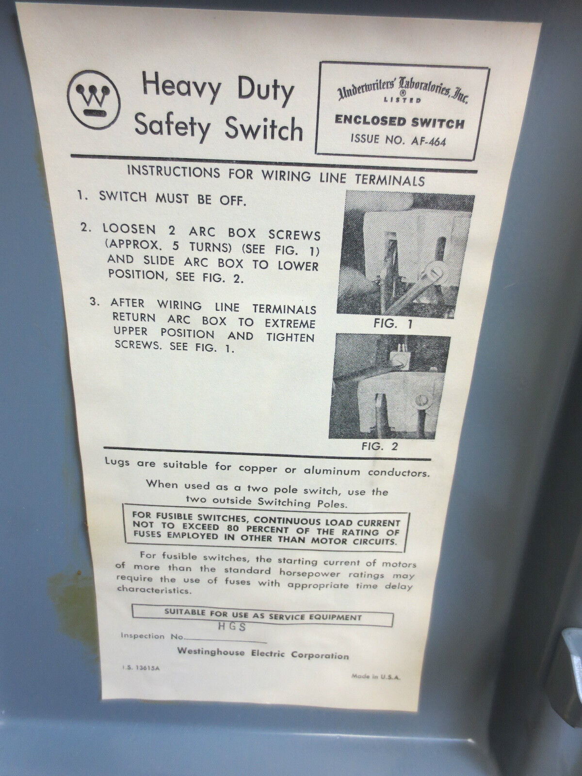 WESTINGHOUSE RHF-361 HEAVY DUTY FUSIBLE SAFETY SWITCH - 600V 30A