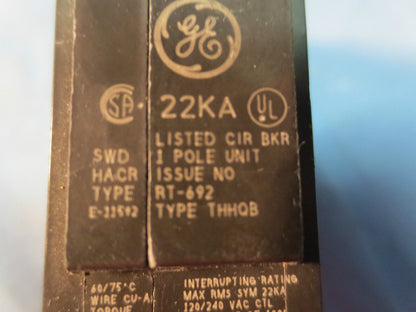 GE SWD TYPE RT-692 / THHQB 20A 1-POLE CIRCUIT BREAKER 22kA - LOT of 10