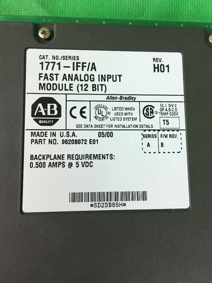 ALLEN BRADLEY 1771-IFF/A FAST ANALOG INPUT MODULE REV. H01
