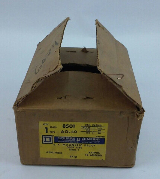 SQUARE D AC MAGNETIC RELAY CLASS 8501 TYPE AO-40, SERIES C, 4 POLE, 10AMPS, NEW