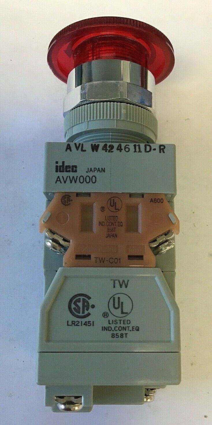 IDEC PUSH BUTTON AVLW424611D-R 120-600VAC 110-600VDC 10A