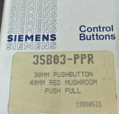 SIEMENS 3SB03-PPR - 30mm PUSHBUTTON 40mm RED MUSHROOM - PUSH-PULL NEW SURPLUS