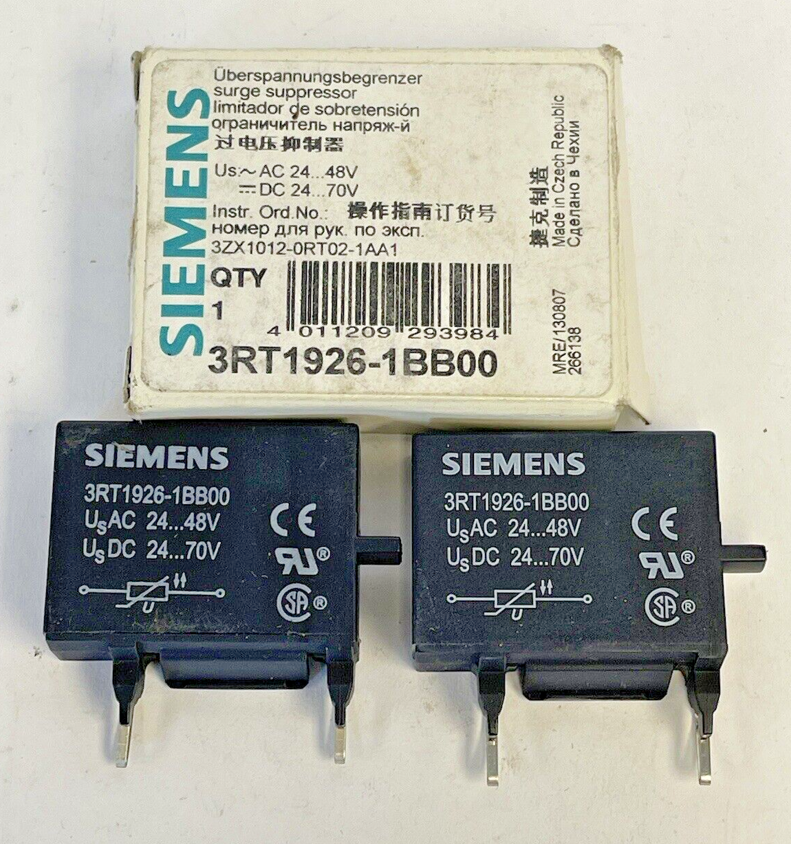 SIEMENS *LOT OF 2* - 3RT1926-1BB00 - VARISTOR SURGE SUPPRESSOR - 24-48 VAC