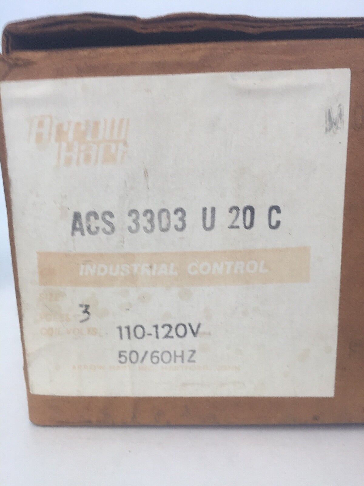 ARROW HART ACS3303U20C RELAY WITH OVERLOAD PROTECTION 600VAC 40AMP 7.5HP MODEL A