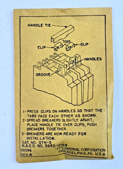 ITE / SIEMENS **LOT OF 10** QTH-2 - HANDLE TIES - FOR TYPE QT - NEW OLD STOCK