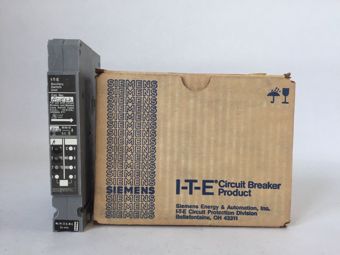 ITE A01E62 AUXILARY SWITCH UNIT 125/250VAC 15A 1/3HP 125/250VDC 0.5/0.25A