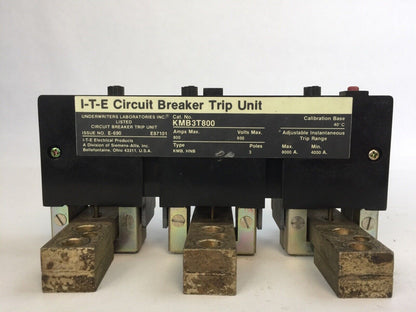 ITE KMB3T800 CIRCUIT BREAKER TRIP UNIT 800AMP 3P 600V ADJ INST TRIP 4000-8000A