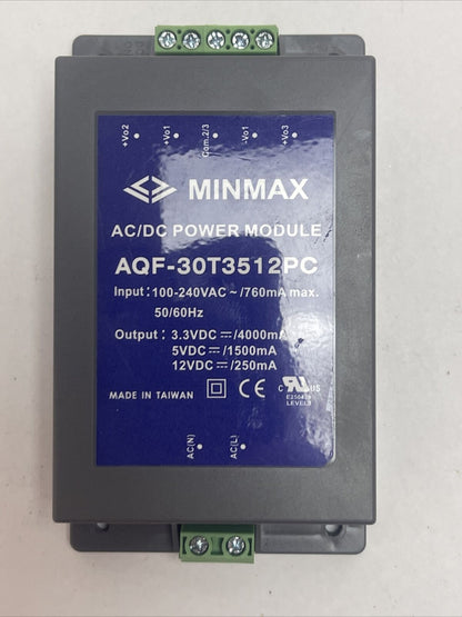 MINMAX AQF-30T3512PC AC/DC POWER MODULE OUTPUT 12VDC INPUT 100-240VAC