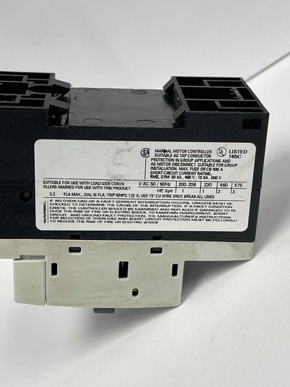 SIEMENS - 3RV1011-1DA10 - Motor breaker; 1.1kW; 220÷690VAC; DIN; SHt cir.rel 42A