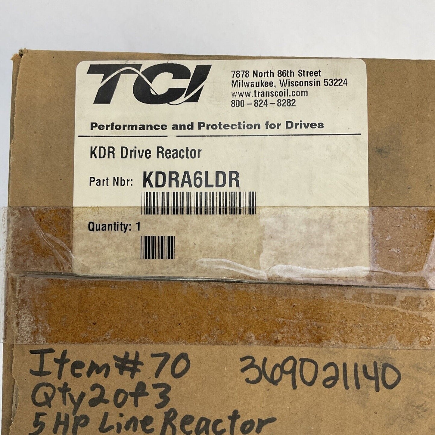 TCI KDRA6LDR KDR DRIVE REACTOR