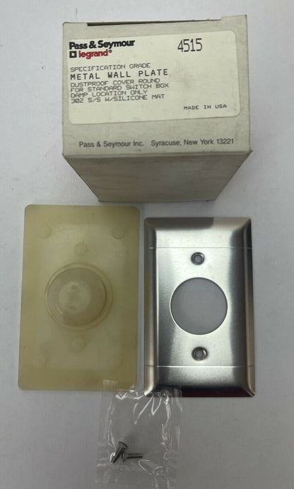 PASS&SEYMOUR 4515 METAL WALL PLATE DUSTPROOF COVER ROUND FOR STANDARD SWITCH BOX