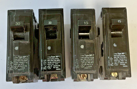 MURRAY MP115(2) WITH MP130(2) CIRCUIT BREAKER 15A & 30A **4 BREAKERS**