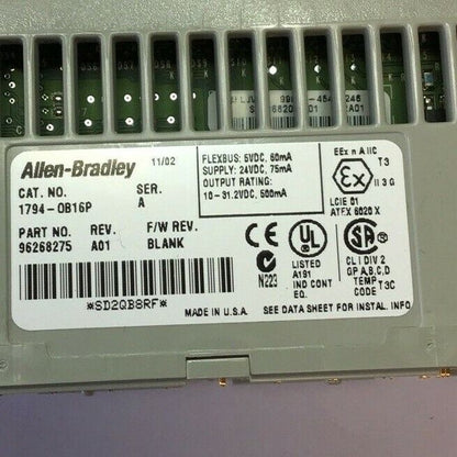 ALLEN BRADLEY FLEX I/O 1794-OB16P 24VDC SOURCE OUTPUT W/ 1794-TB3S TERMINAL BASE