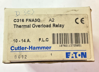 CUTLER HAMMER C316 FNA3Q THERMAL OVERLOAD RELAY 10-14A