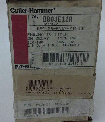 Eaton Cutler Hammer PNEUMATIC TIMER D80JE11A Ser. A2 (NEW IN BOX)