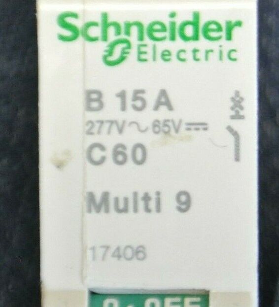 SCHNEIDER 17406 CIRCUIT BREAKER B 15A, 277V~65V, C60, MULTI 9