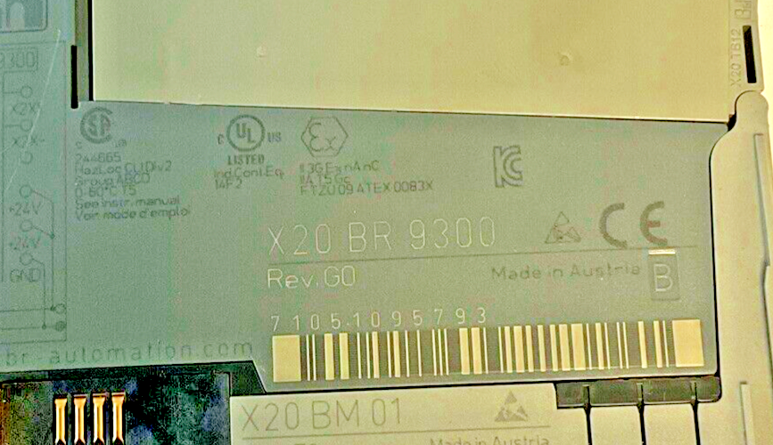 B&R AUTOMATION PLC MODULE RECEIVER X20BR9300 REV.G0 X20BM01 REV.F0