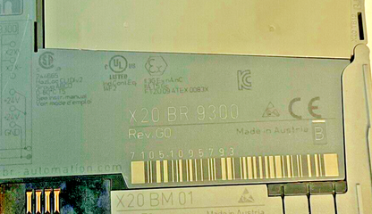 B&R AUTOMATION PLC MODULE RECEIVER X20BR9300 REV.G0 X20BM01 REV.F0