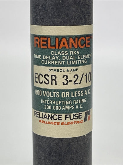 RELIANCE ECSR 3-2/10 CLASS RK5 TIME DELAY FUSE 600VAC 3-2/10AMP (BOX OF 10)