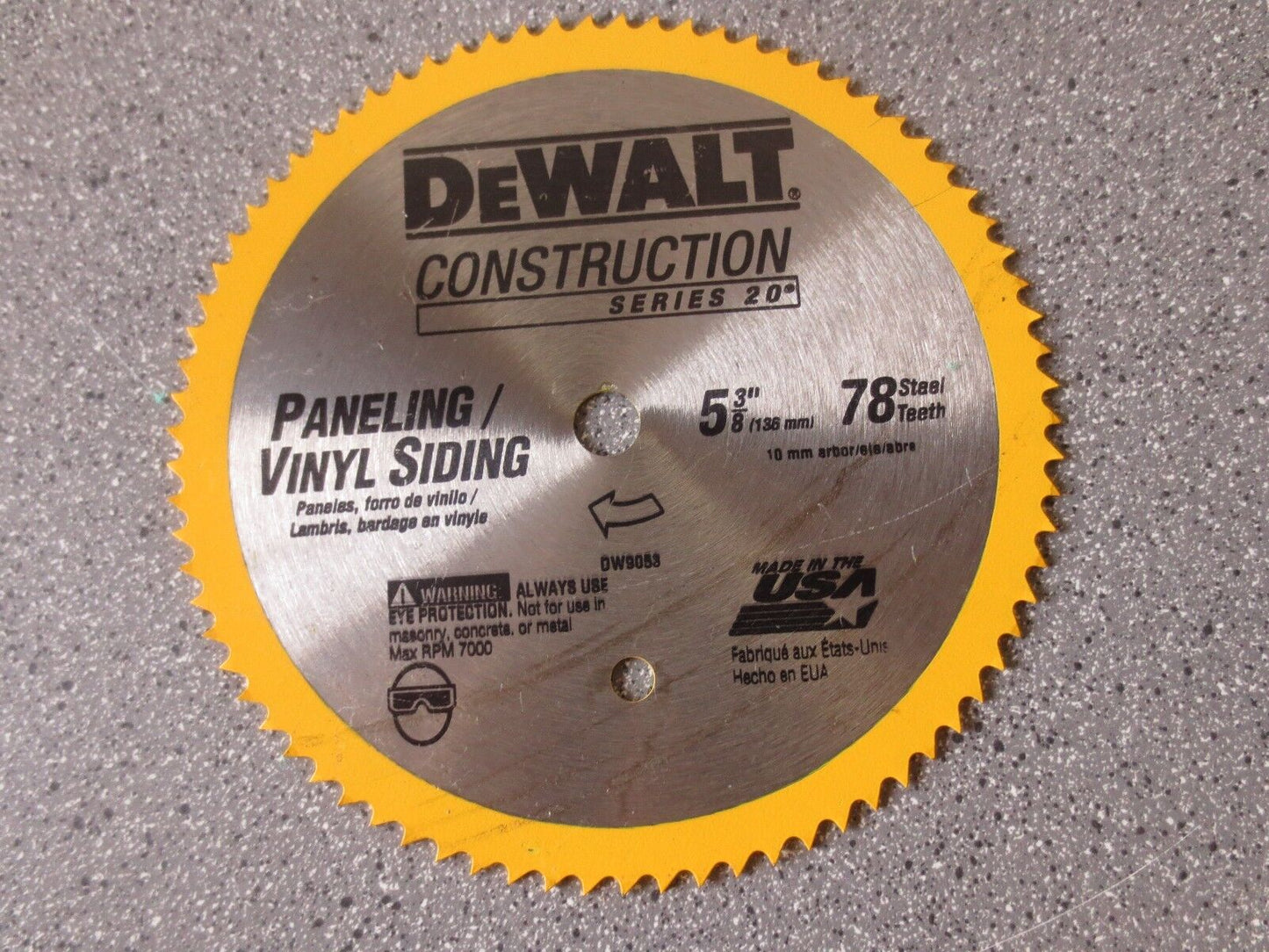 DEWALT DW9053 CONSTRUCTION CIRCULAR SAW BLADE 5-3/8" 78T SERIES 20 - NEW SURPLUS