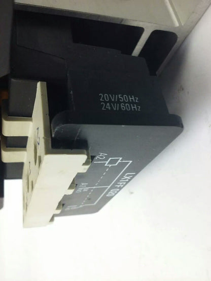 TELEMECANIQUE LC1F115 CONTACTOR, 3PH, 600V, 175A, 100HP, W/ LX1FF020 20/24V COIL