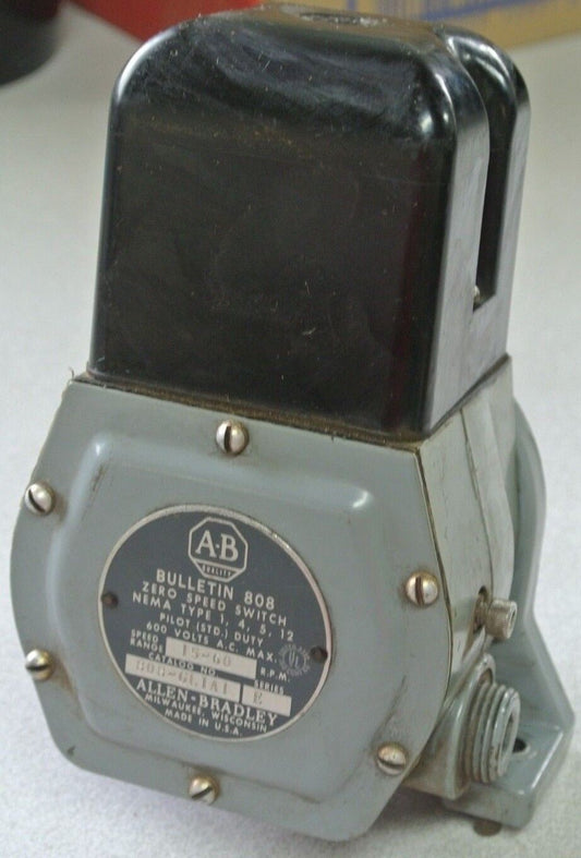 ALLEN-BRADLEY 808-GL1A1 Ser. E SPEED SWITCH 15-60 rpm, 808-GL1A1 - N.O. CONTACTS