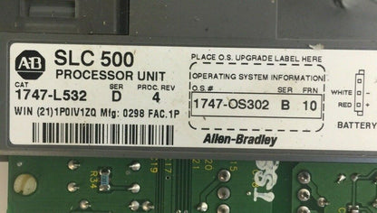 ALLEN BRADLEY 1747-L532 PROCESSOR UNIT SER D PROC REV 4 1747-OS302 SER B FRN 10