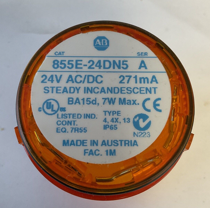 ALLEN BRADLEY 855E-24DN5 24VAC/DC SER.A STEADY INCANDESCENT 7W ***LOTOF6***