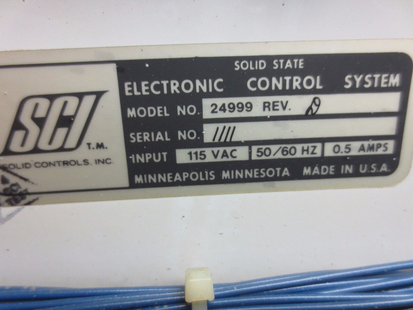 SCI 24999 Rev. D SOLID STATE ELECTRONIC CONTROL SYSTEM - 115VAC, 50/60Hz, 0.5A