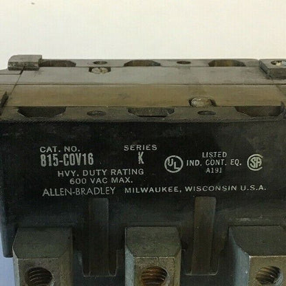 ALLEN BRADLEY 815-COV16 SER. K 600VAC HEAVY DUTY OVERLOAD RELAY 3POLE