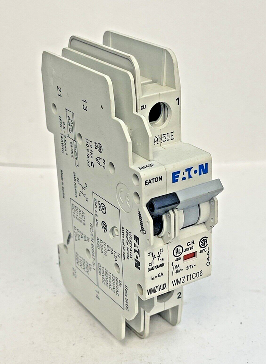 EATON - WMZT1C06 - CIRCUIT BREAKER -1 POLE,6A,277V & EATON - WMTZTAUX - CONTACT