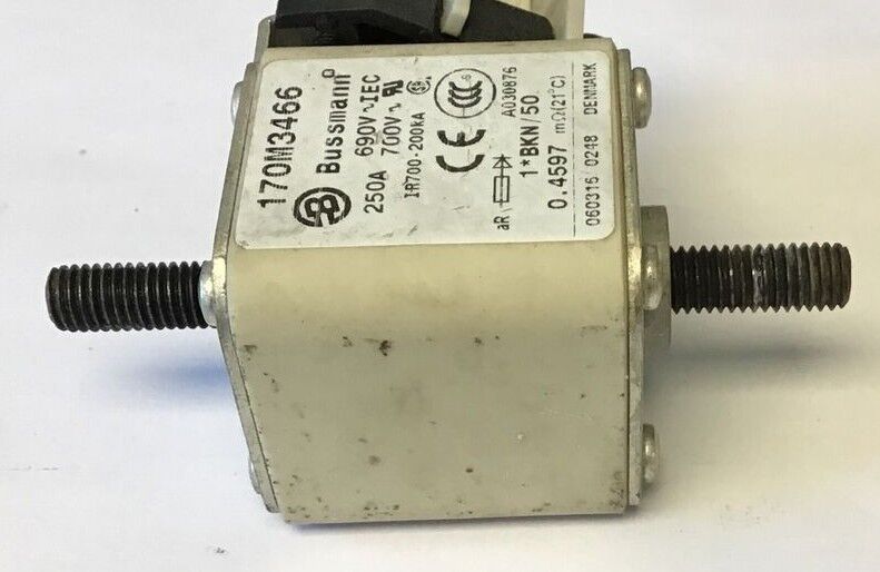 BUSSMANN 170M3466 250AMP FUSE 690VAC W/ MSW710-1S FUSE INDICATOR 250VDC 250VAC