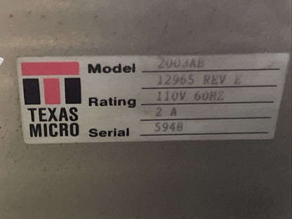 TEXAS MICROSYSTEMS 5022445-12 PLC CHASSIS WITH QT4A1 POWER SUPPLY 115/230VAC