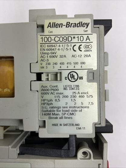 ALLEN BRADLEY 104-C09DJ22 REVERSING STARTER (100-C09*10 + 193-ED1CB 1.0-5.0A)