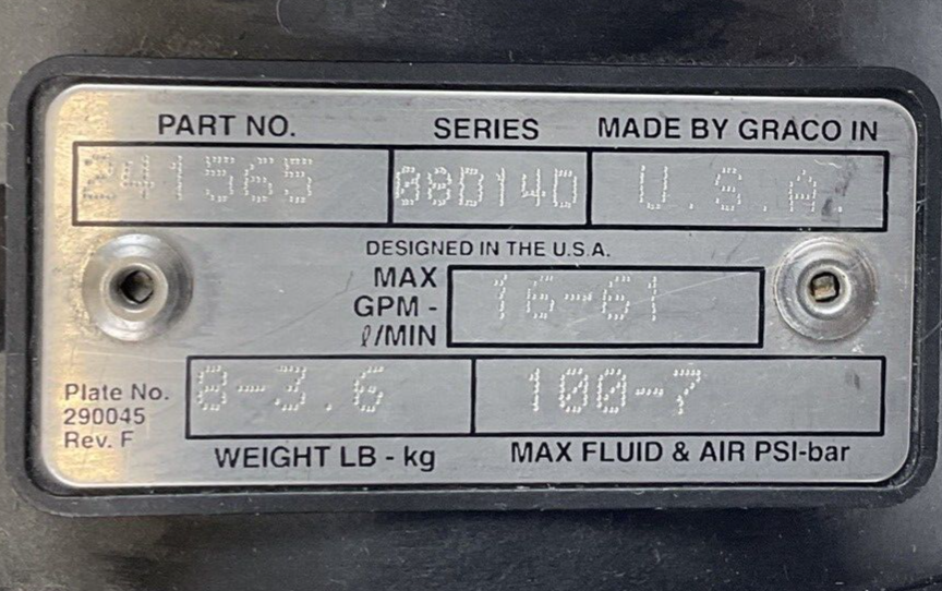 GRACO HUSKY 515 PUMP DOUBLE DIAPHRAGM AIR OPERATED 241565 SER.08D140 16-61GPM