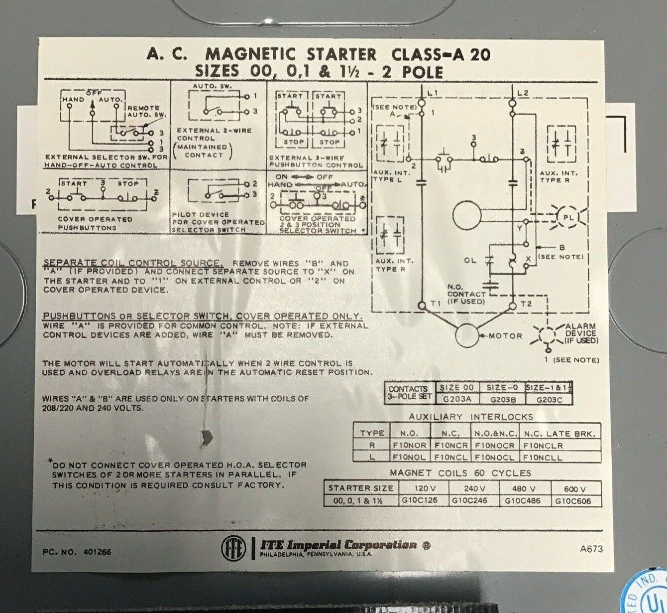 WESTINGHOUSE A202X12 MOTOR CONTROL A.C. STARTER 120V 60HZ SIZE1 1/2