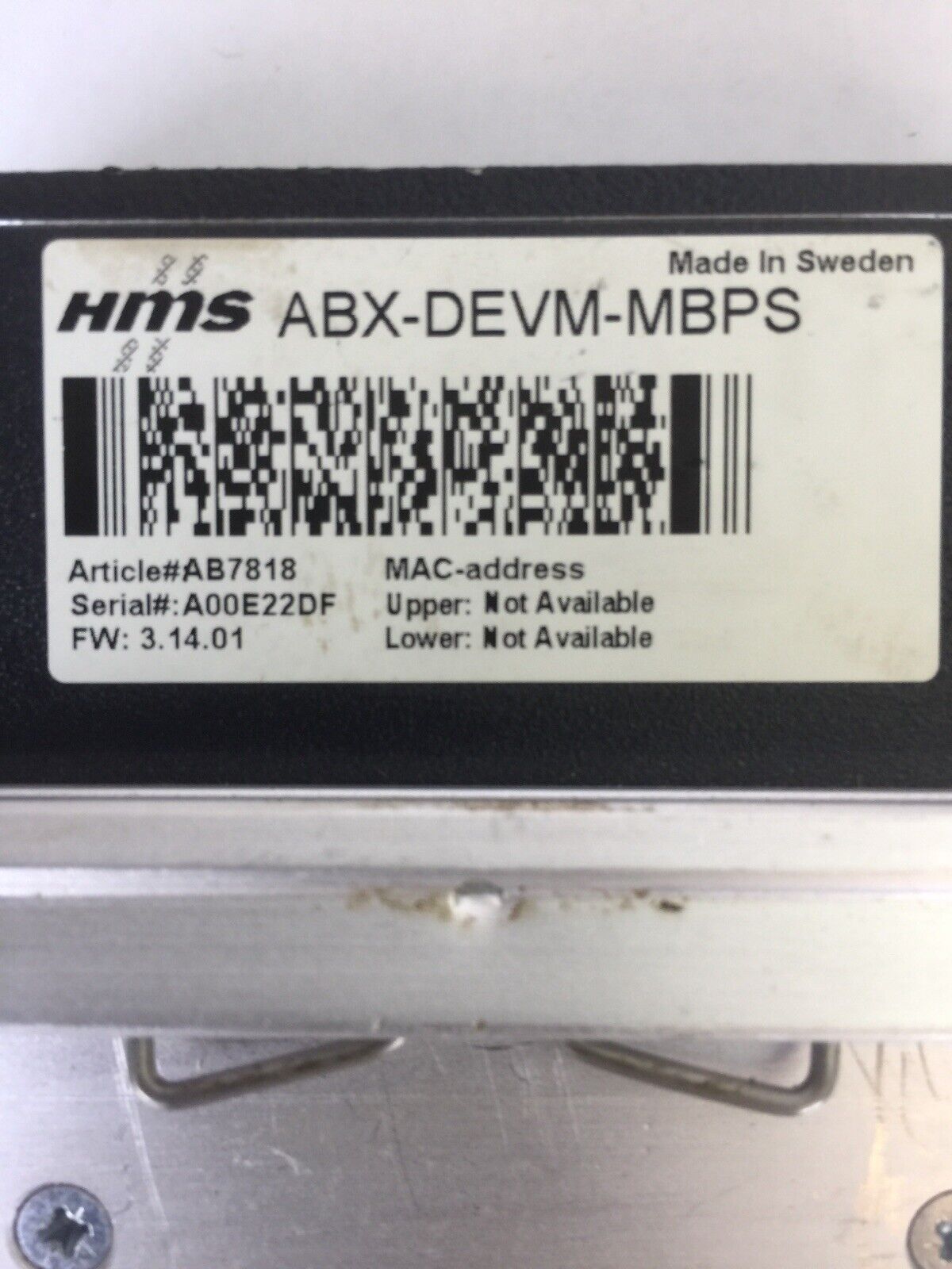 HMS ABX-DEVM-MBPS MODBUS PLUS SLAVE INPUT POWER 24VDC 300mA DEVICENET SCANNER