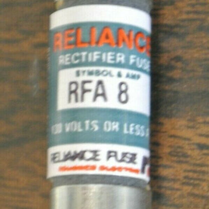 LOT of 9 / RELIANCE RFA8 RECTIFIER FUSES / 8A / 130V / NEW SURPLUS