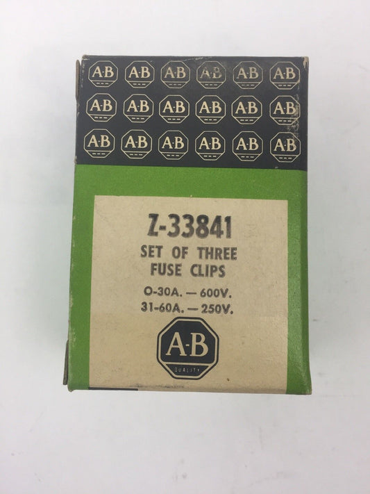 ALLEN BRADLEY Z-33841 SET OF THREE FUSE CLIPS 0-30A 600V 31-60A 250V