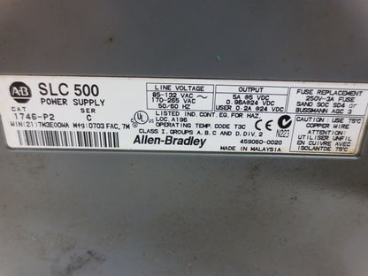 ALLEN-BRADLEY 1746-P2 SLC500 POWER SUPPLY + 1746-A7 7-SLOT RACK