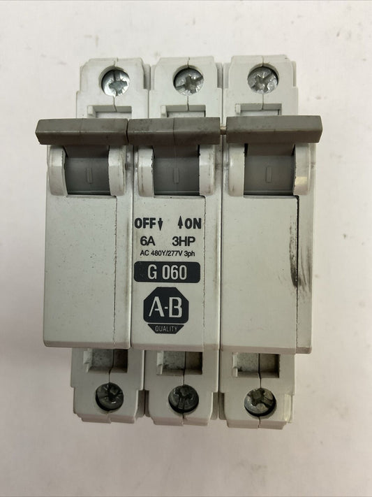 ALLEN BRADLEY 1492-CB3G060 MANUAL MOTOR CONTROLLER 6A 3HP 3P 480Y/277VAC SER C