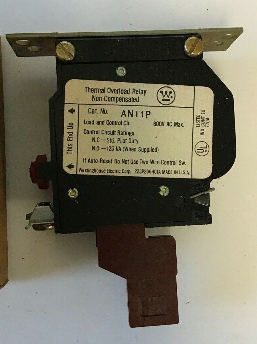 WESTINGHOUSE AN11P THERMAL OVERLOAD RELAY 600VAC
